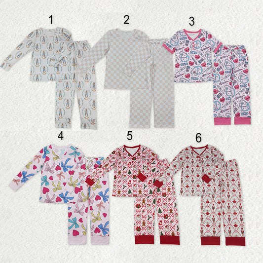 Sibling Adult Women Long Sleeve Bows Santa Pants Pajamas Sets