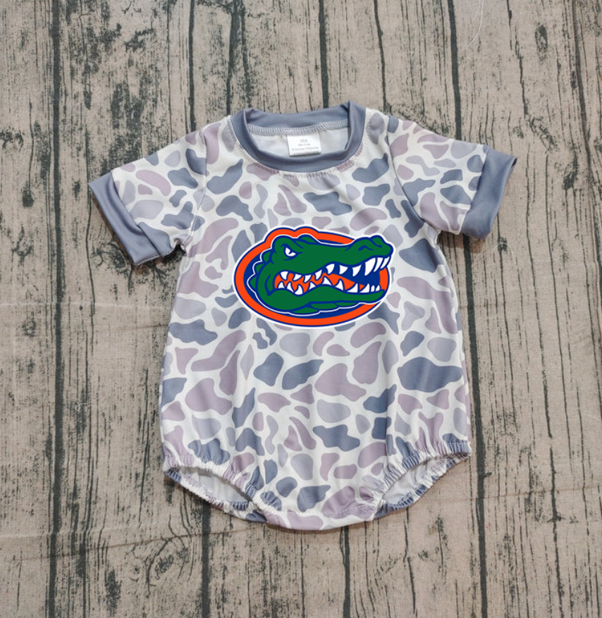 Preorder (moq 5)Baby Boys Grey Camo Crocodiles Team Rompers
