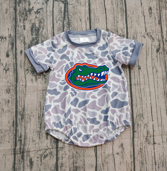 Preorder (moq 5)Baby Boys Grey Camo Crocodiles Team Rompers