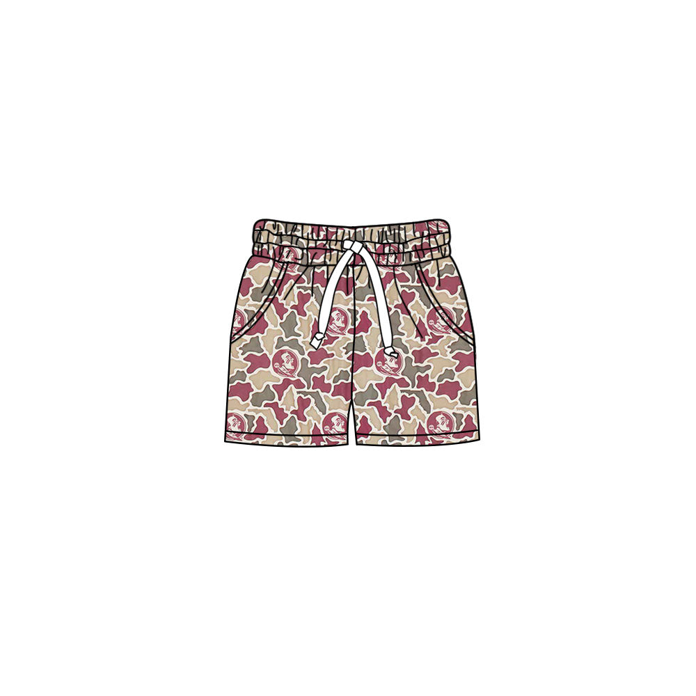 Preorder (moq 5)Baby Girls Southern Red Camo Team Pockets Shorts Bottom