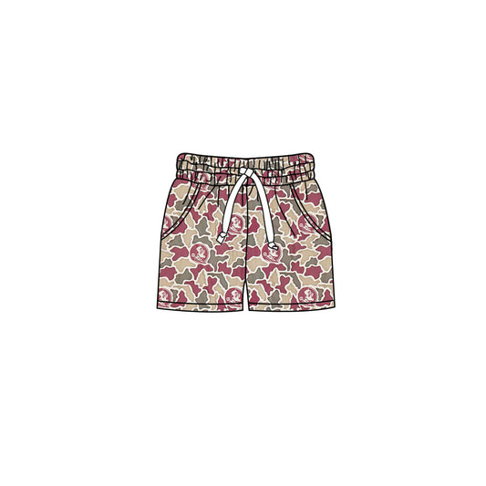 Preorder (moq 5)Baby Girls Southern Red Camo Team Pockets Shorts Bottom