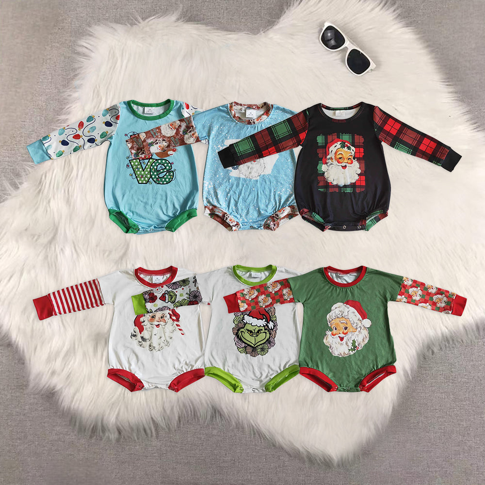 Sibling Baby Kids Christmas Santa Long Sleeves Rompers