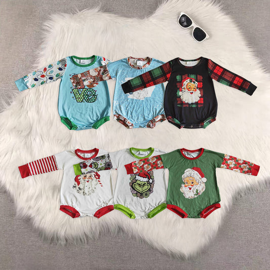 Sibling Baby Kids Christmas Santa Long Sleeves Rompers