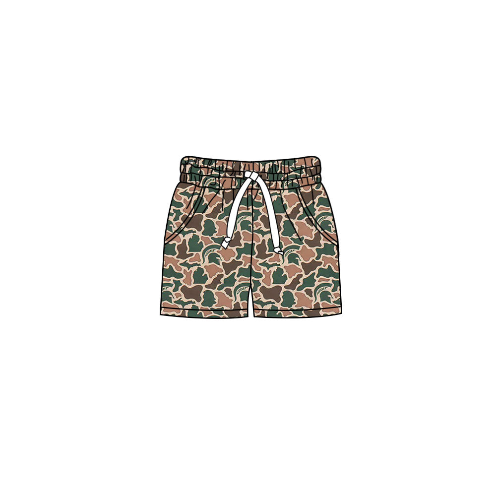 Preorder (moq 5)Baby Girls Southern Green Camo Team Pockets Shorts Bottom