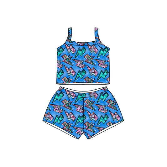 Preorder moq 5 Baby Girls Strap Sea World Top Short Clothes Sets
