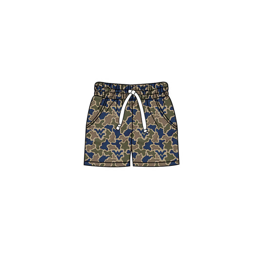 Preorder (moq 5)Baby Girls Southern Navy Camo WV Team Pockets Shorts Bottom
