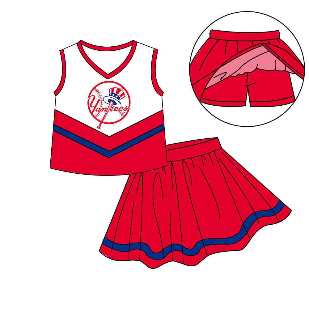 Preorder (moq 5)Baby Girls Sleeveless Vest Top Skirt Short Team Clothes Sets