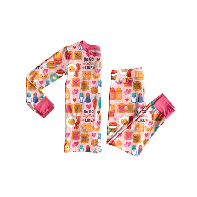 Preorder(moq 5) Baby Girls Hamburgers and Vegetables Top Pants Pajamas Set