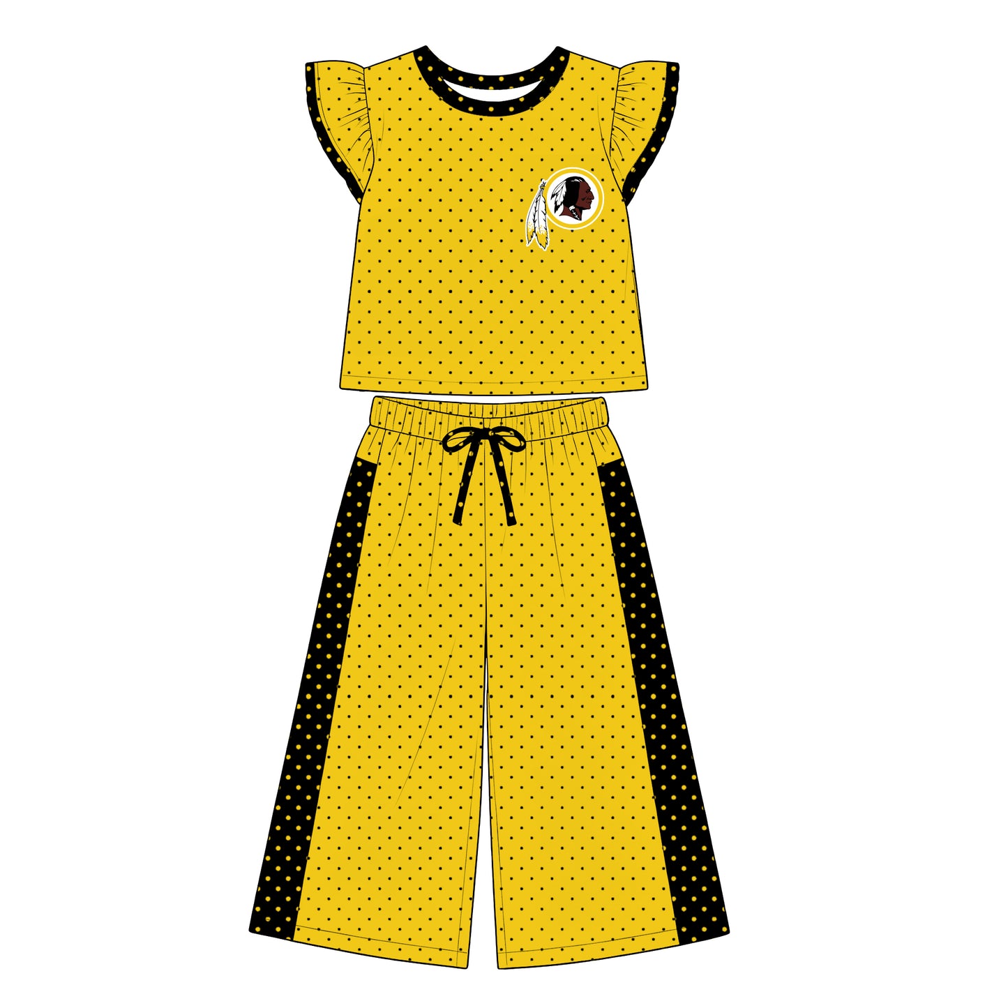 Preorder (moq 5)Baby Girls Flutter Sleeve Polka Dots Top Flare Pants Team Clothes Sets