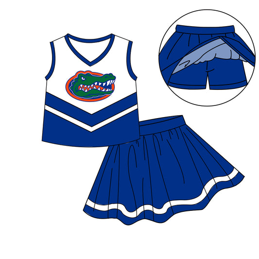 Preorder (moq 5)Baby Girls Sleeveless Vest Top Skirt Short Team Clothes Sets