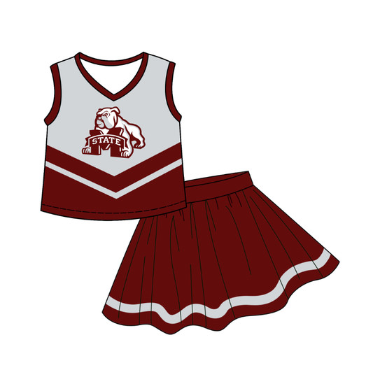 Preorder (moq 5)Baby Girls Sleeveless Vest Top Skirt Short Team Clothes Sets