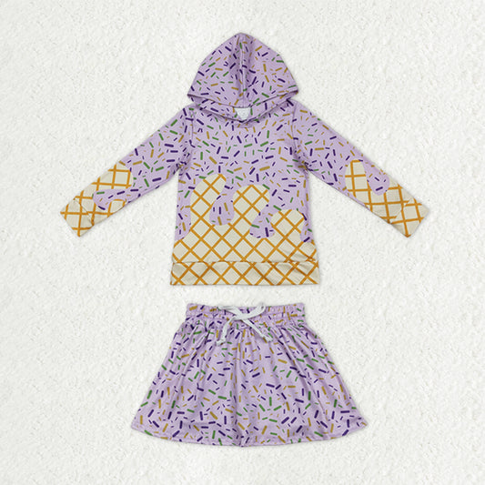 Sibling Baby Kids Lavender Sprinkles Drip Hoodies Skirt Shorts Team Clothes Sets