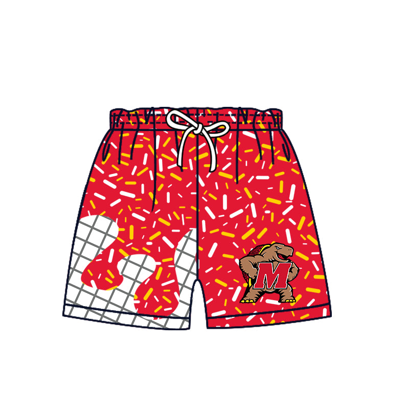 Preorder (moq 5)Baby Boys Red Sprinkles Drip M Testudo Shorts Bottom