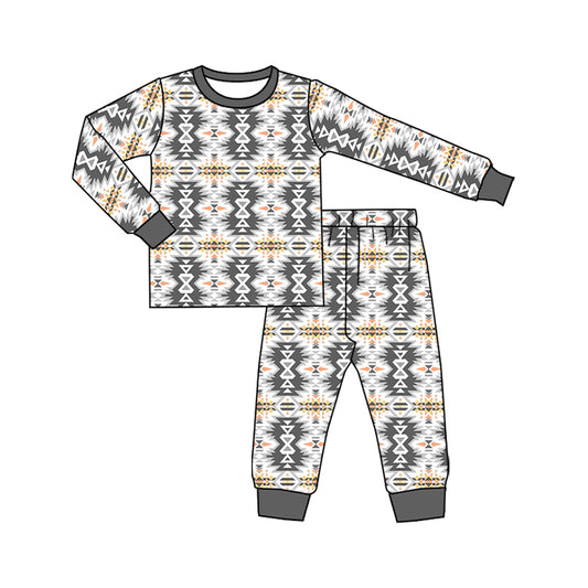 Preorder (moq 20)Baby Boys Bamboo Aztec Western Pants Pajamas Sets