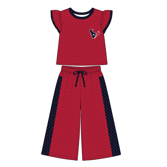 Preorder (moq 5)Baby Girls Flutter Sleeve Polka Dots Top Flare Pants Team Clothes Sets