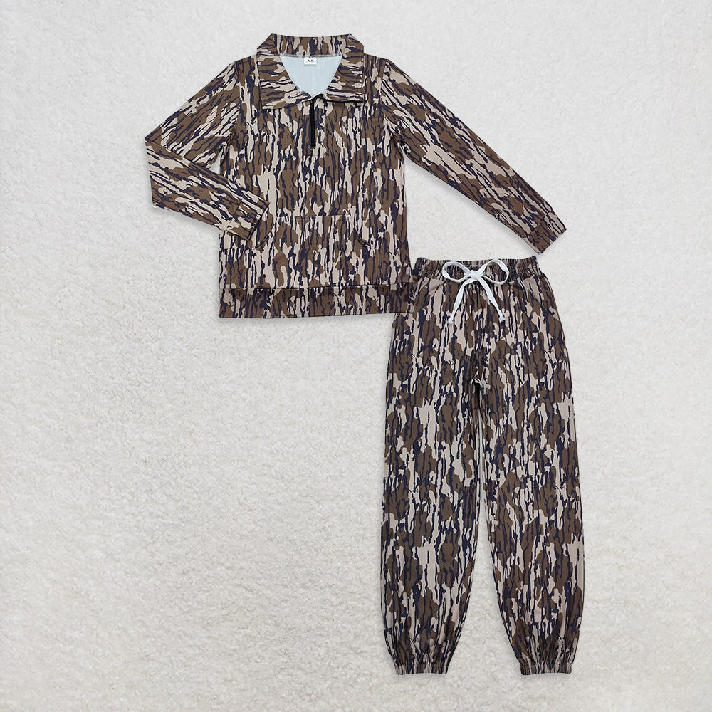 Mama and Me Southern Camo Zipper Pullover Top Pockets Jogger Pants Clothes Sets