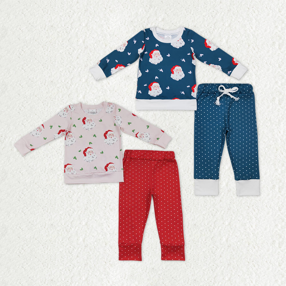 Sibling Baby Girls Long Sleeves Santa Butterfly Pants Christmas Pajamas Clothes Sets