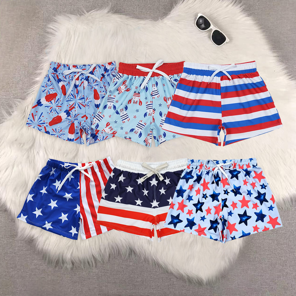 Sibling Baby Boys 4th Of July Star Western Trunks Swimsuits
