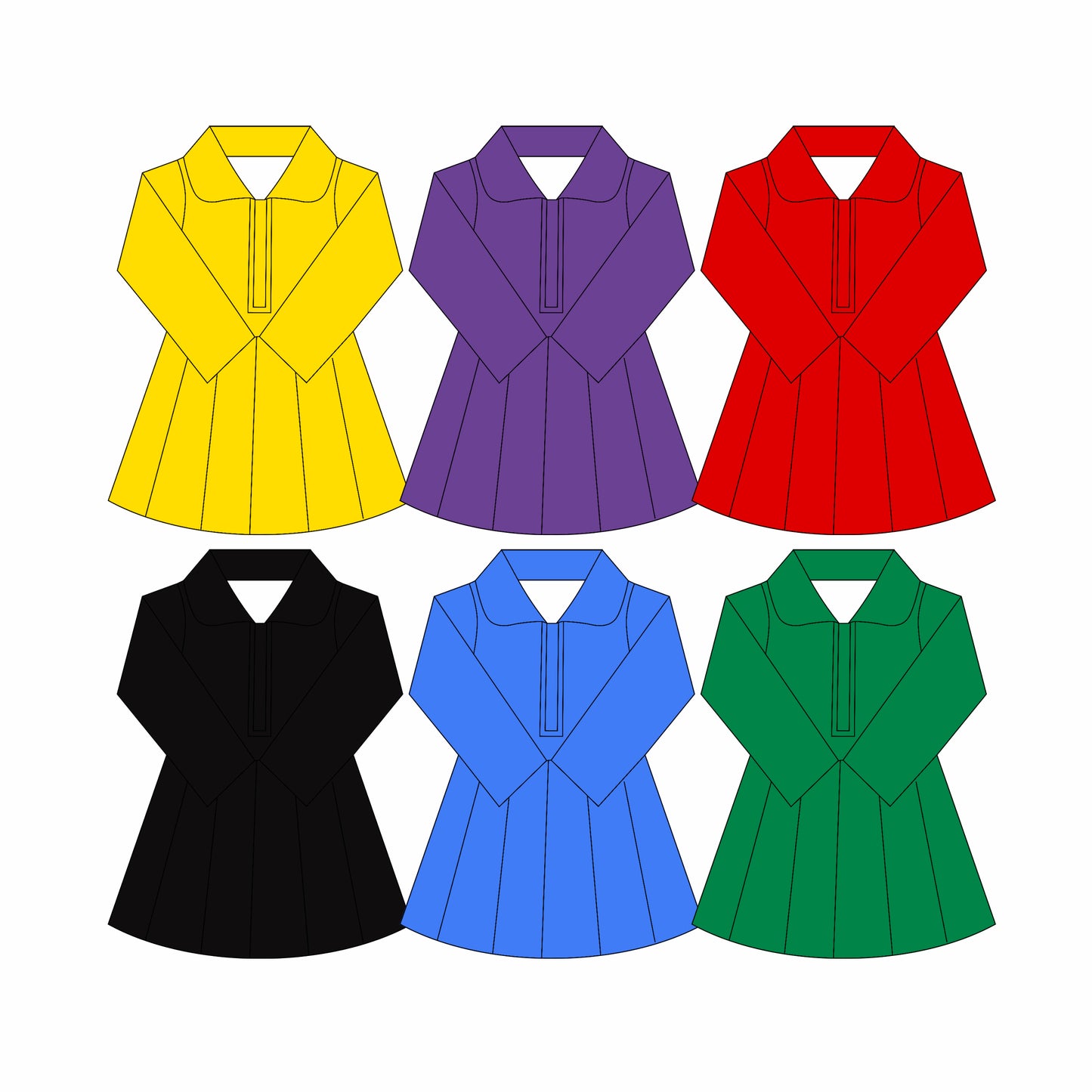 Preorder moq 10 Baby Girls Colorful Long Sleeves Zipper Activity Wear Yoga Knee Length Dresses