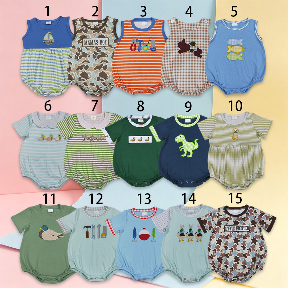 USA Shop Sibling Baby Boys Embroidery Rompers