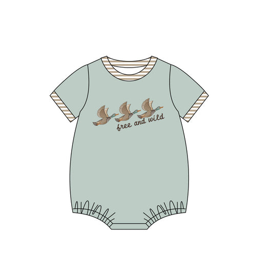 Preorder(moq 5)Baby Infant Boys Free Wild Mallard Ducks Short Sleeve Rompers
