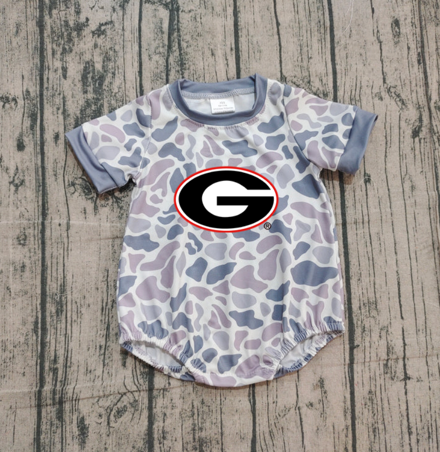 Preorder (moq 5)Baby Boys Grey Camo G Team Rompers
