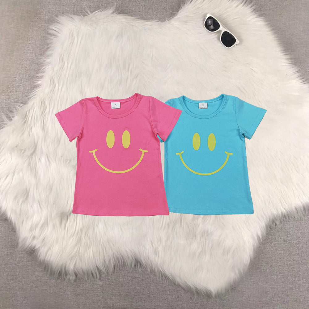 Sibling Baby Girls Short Sleeves Vinyl Smile Shirts Tops