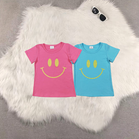 Sibling Baby Girls Short Sleeves Vinyl Smile Shirts Tops