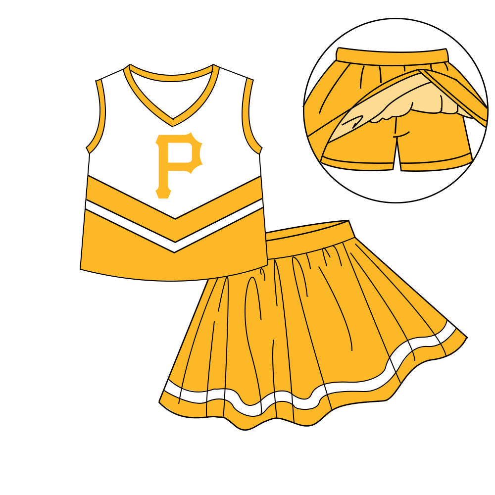Preorder (moq 5)Baby Girls Sleeveless Vest Top Skirt Short Team Clothes Sets