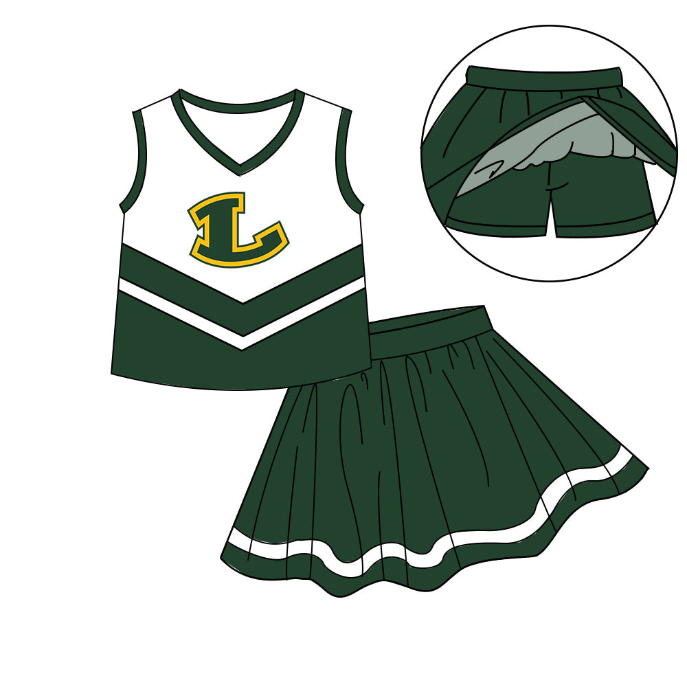 Preorder (moq 5)Baby Girls Sleeveless Vest Top Skirt Short Team Clothes Sets