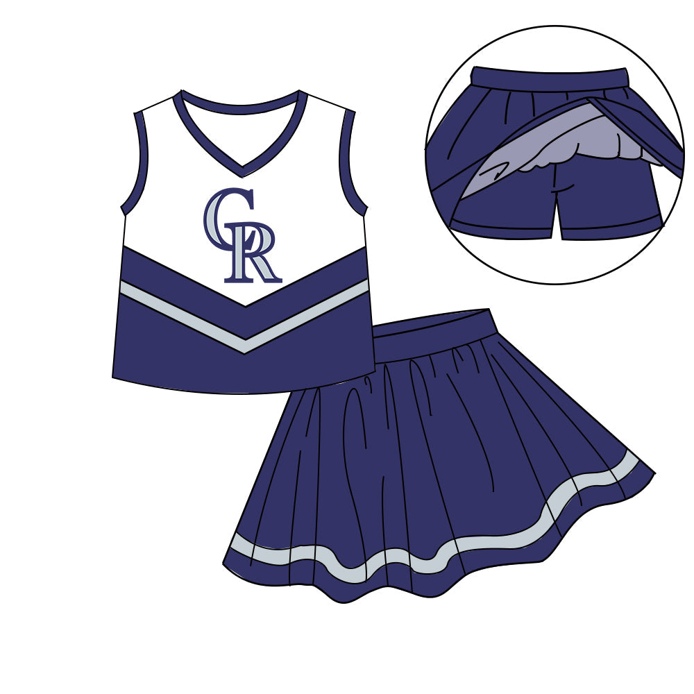 Preorder (moq 5)Baby Girls Sleeveless Vest Top Skirt Short Team Clothes Sets