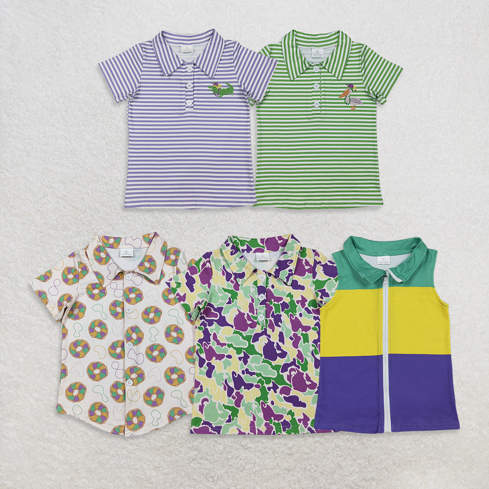 Sibling Baby Boys Mardi Gras Stripes Tee Pullovers Tops