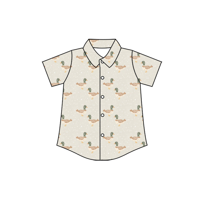 Preorder (moq 5)Baby Boys Short Sleeve Ducks Hunting Button Shirts Top