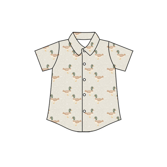 Preorder (moq 5)Baby Boys Short Sleeve Ducks Hunting Button Shirts Top