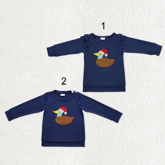 Sibling Baby Boys Girls Embroidery Hat Duck Christmas Tee Shirts Top