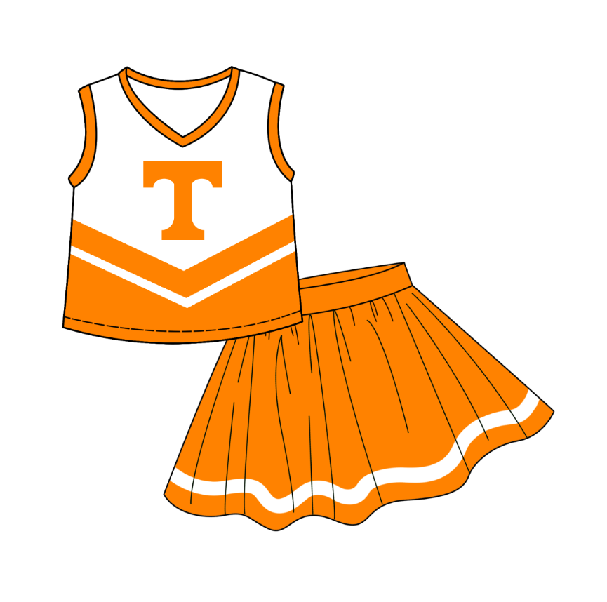 Preorder (moq 5)Baby Girls Sleeveless Vest Top Skirt Short Team Clothes Sets