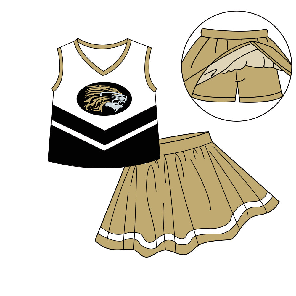 Preorder (moq 5)Baby Girls Sleeveless Vest Top Skirt Short Team Clothes Sets
