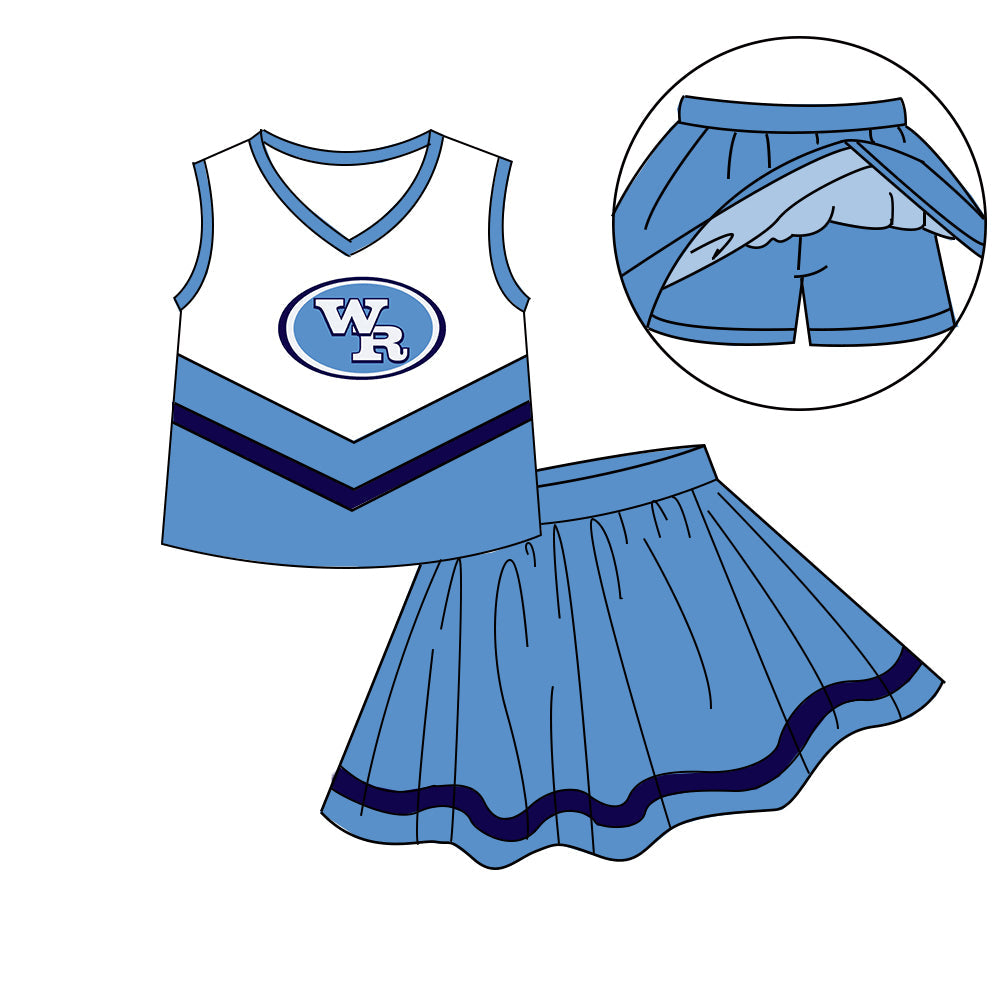 Preorder (moq 5)Baby Girls Sleeveless Vest Top Skirt Short Team Clothes Sets
