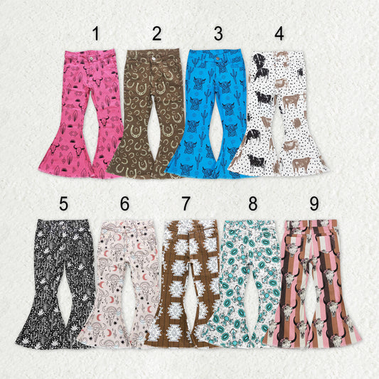 Sibling Baby Girls Western Bell Bottom Denim Jeans Pants