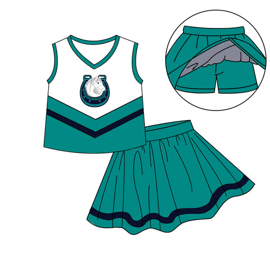 Preorder (moq 5)Baby Girls Sleeveless Vest Top Skirt Short Team Clothes Sets