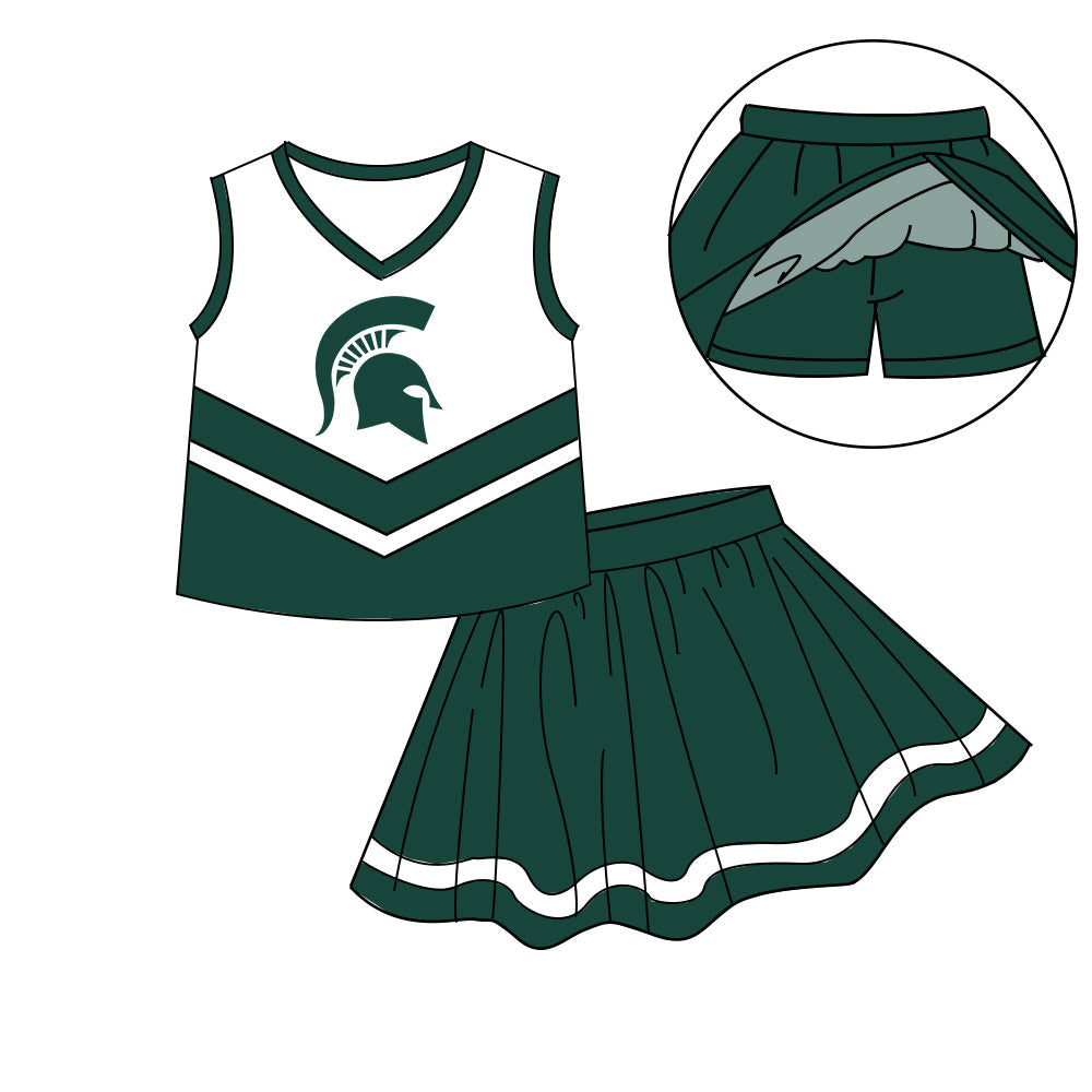 Preorder (moq 5)Baby Girls Sleeveless Vest Top Skirt Short Team Clothes Sets
