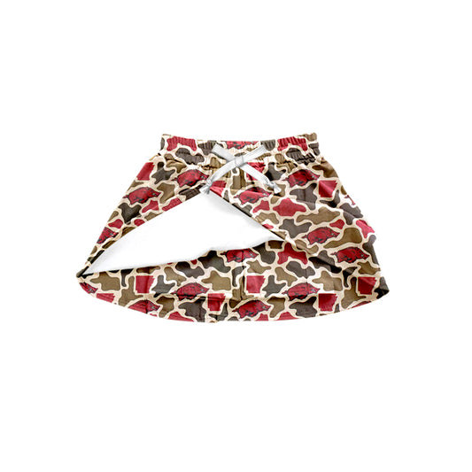 Preorder (moq 5)Baby Girls Southern Red Camo Bulls Team Skirt Shorts Bottom