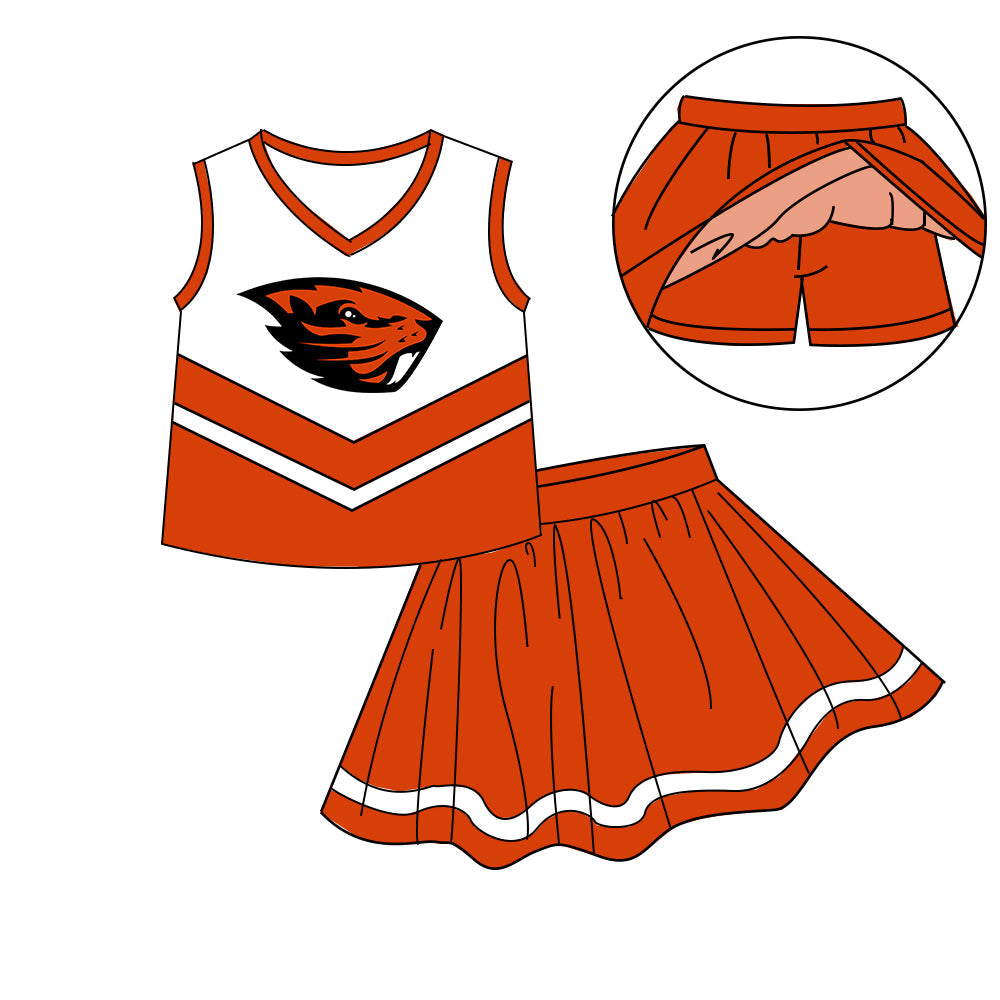Preorder (moq 5)Baby Girls Sleeveless Vest Top Skirt Short Team Clothes Sets