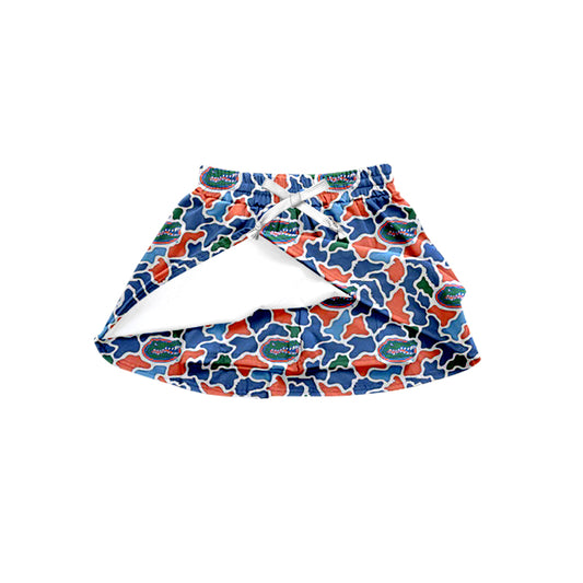 Preorder (moq 5)Baby Girls Southern Blue Camo Crocodiles Team Skirt Shorts Bottom
