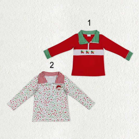 Sibling Baby Boys Girls Embroidery Santa Trees Christmas Zipper Pullovers Top