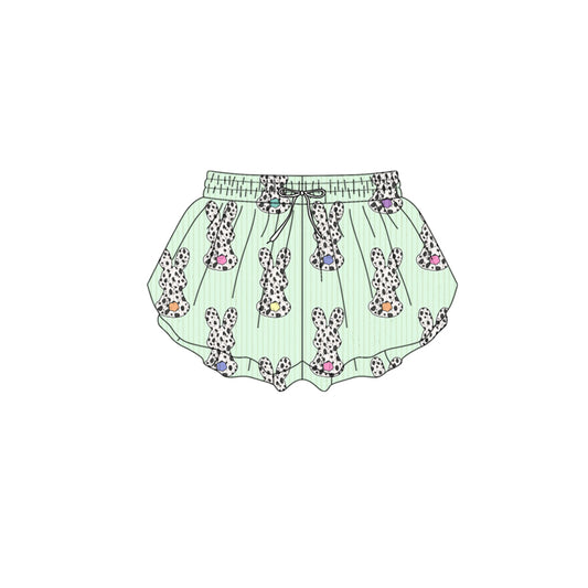 Preorder (moq 5)Baby Girls Cow Print Rabbits Easter Ruffle Shorts Bottom