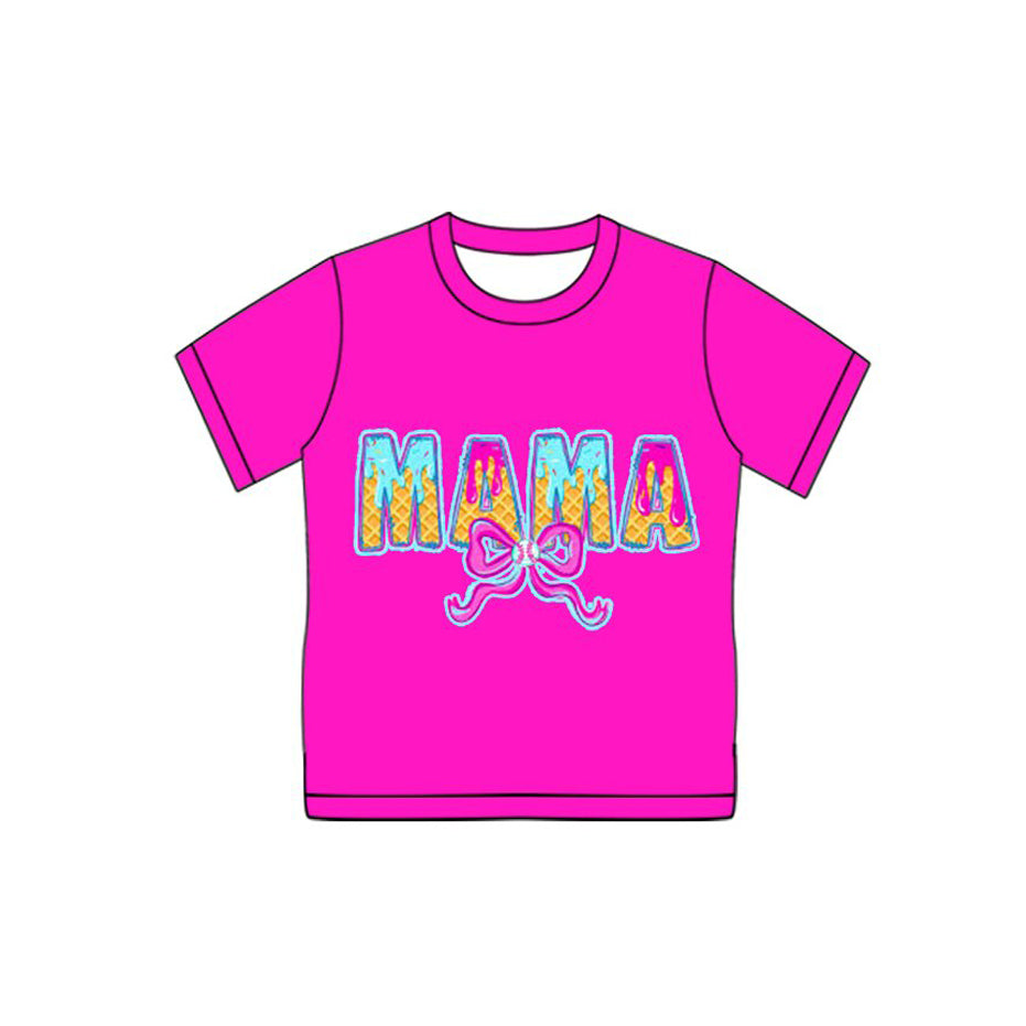 Preorder(moq 8) Adult Women Drip Sprinkles Bows Mama Team Shirts Top