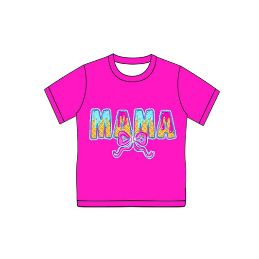 Preorder(moq 8) Adult Women Drip Sprinkles Bows Mama Team Shirts Top
