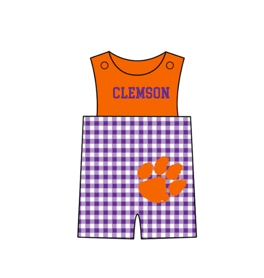 Preorder (moq 5)Baby Boys Sleeveless Clemson Shorts Rompers