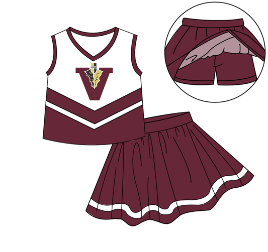 Preorder (moq 5)Baby Girls Sleeveless Vest Top Skirt Short Team Clothes Sets